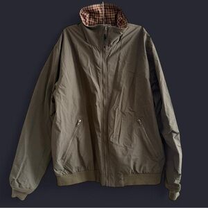 L.L. Bean Men's Khaki Bomber Jacket with Plaid Lining